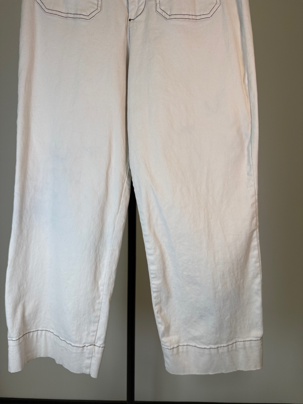 Bagatelle Contrast Stitch Wide Leg Crop Pants - Cream - Size 6 - Picture 4 of 10